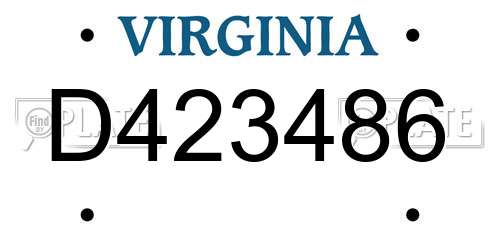 D423486 Virginia License Plate