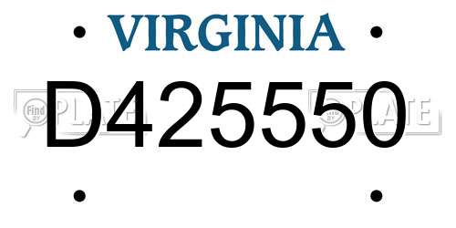 D425550 Virginia License Plate