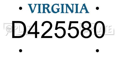 D425580 Virginia License Plate