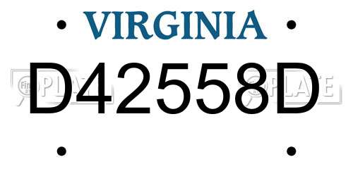 D42558D Virginia License Plate