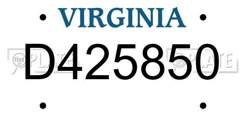 D425850 Virginia License Plate