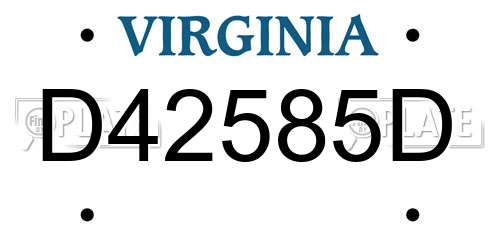 D42585D Virginia License Plate