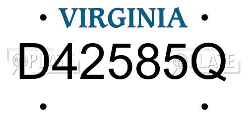 D42585Q Virginia License Plate