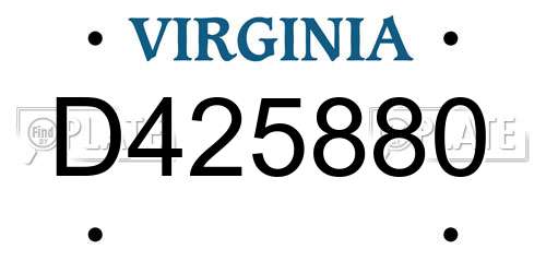 D425880 Virginia License Plate