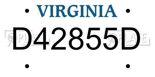 D42855D Virginia License Plate