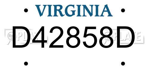 D42858D Virginia License Plate