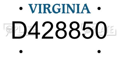 D428850 Virginia License Plate