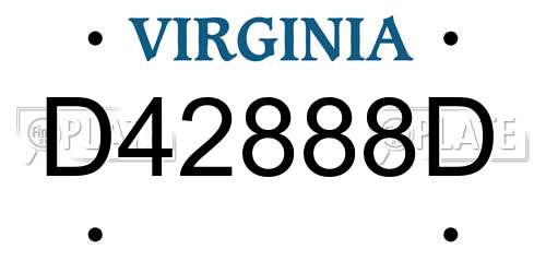 D42888D Virginia License Plate