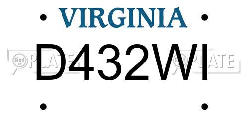 D432WI Virginia License Plate