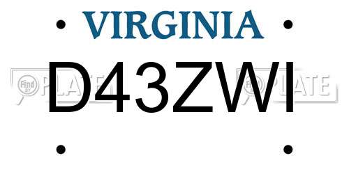 D43ZWI Virginia License Plate