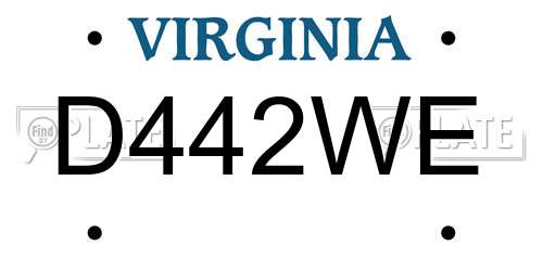 D442WE Virginia License Plate