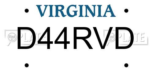 D44RVD Virginia License Plate