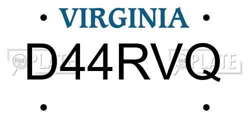 D44RVQ Virginia License Plate