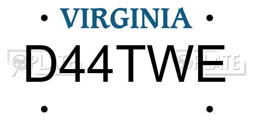 D44TWE Virginia License Plate