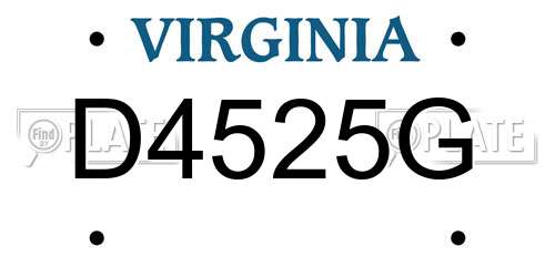 D4525G Virginia License Plate