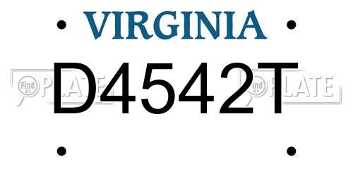 D4542T Virginia License Plate