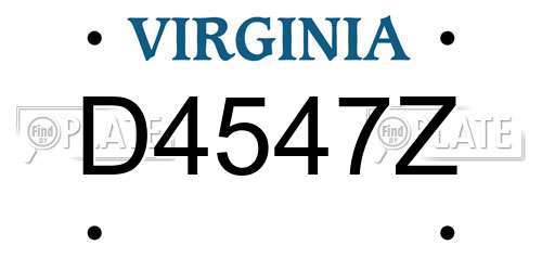 D4547Z Virginia License Plate