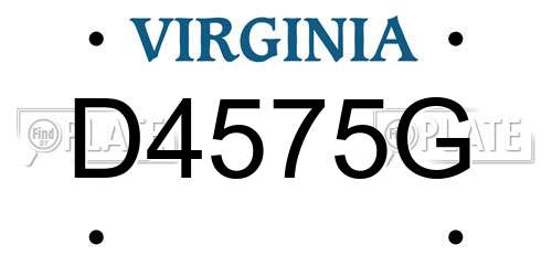 D4575G Virginia License Plate