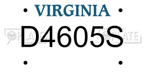 D4605S Virginia License Plate