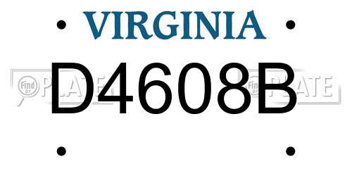 D4608B Virginia License Plate