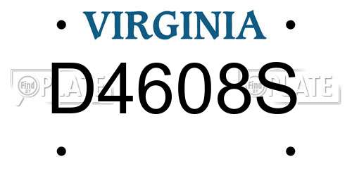D4608S Virginia License Plate