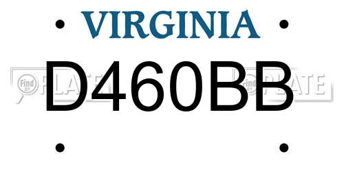 D460BB Virginia License Plate