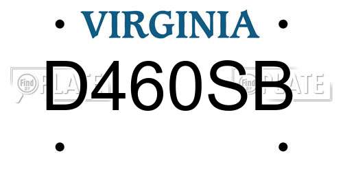 D460SB Virginia License Plate