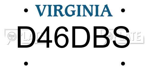 D46DBS Virginia License Plate