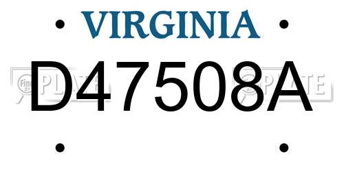 D47508A Virginia License Plate