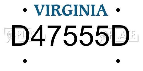 D47555D Virginia License Plate