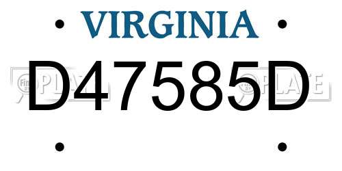D47585D Virginia License Plate