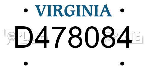 D478084 Virginia License Plate