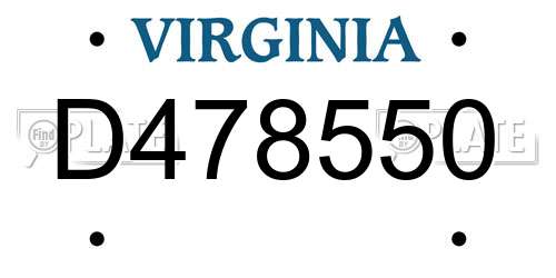 D478550 Virginia License Plate