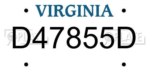 D47855D Virginia License Plate