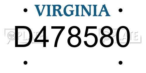 D478580 Virginia License Plate