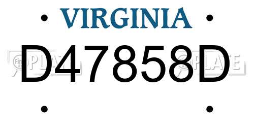 D47858D Virginia License Plate