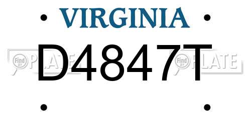 D4847T Virginia License Plate