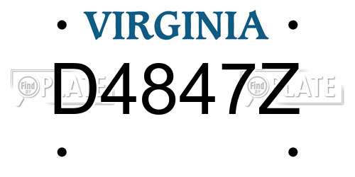D4847Z Virginia License Plate