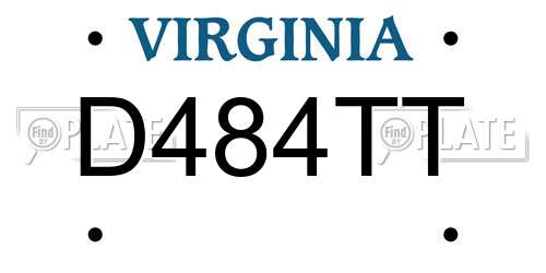 D484TT Virginia License Plate