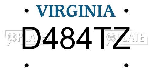 D484TZ Virginia License Plate
