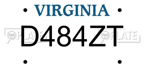 D484ZT Virginia License Plate