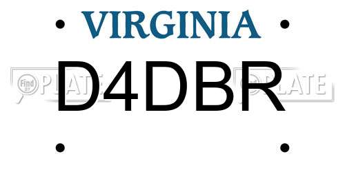D4DBR Virginia License Plate