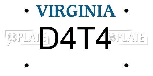 D4T4 Virginia License Plate