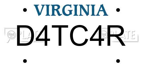 D4TC4R Virginia License Plate