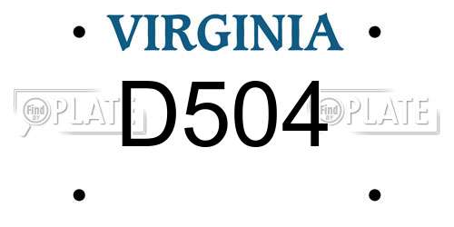D504 Virginia License Plate