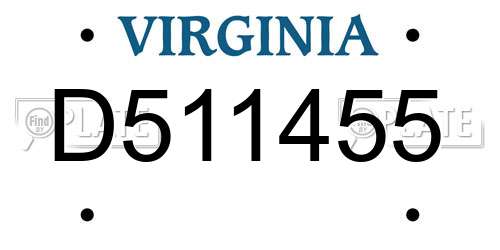 D511455 Virginia License Plate