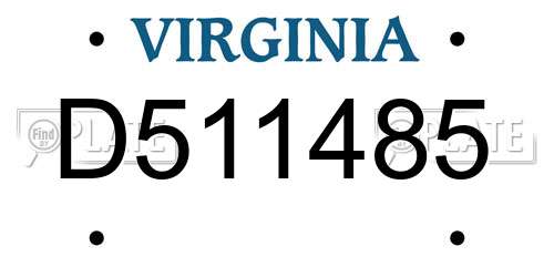 D511485 Virginia License Plate