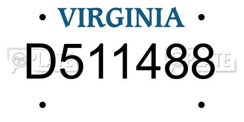 D511488 Virginia License Plate