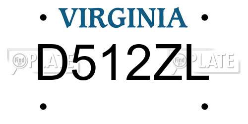 D512ZL Virginia License Plate