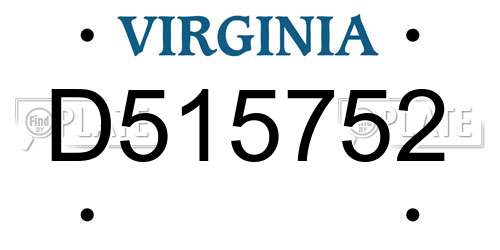 D515752 Virginia License Plate